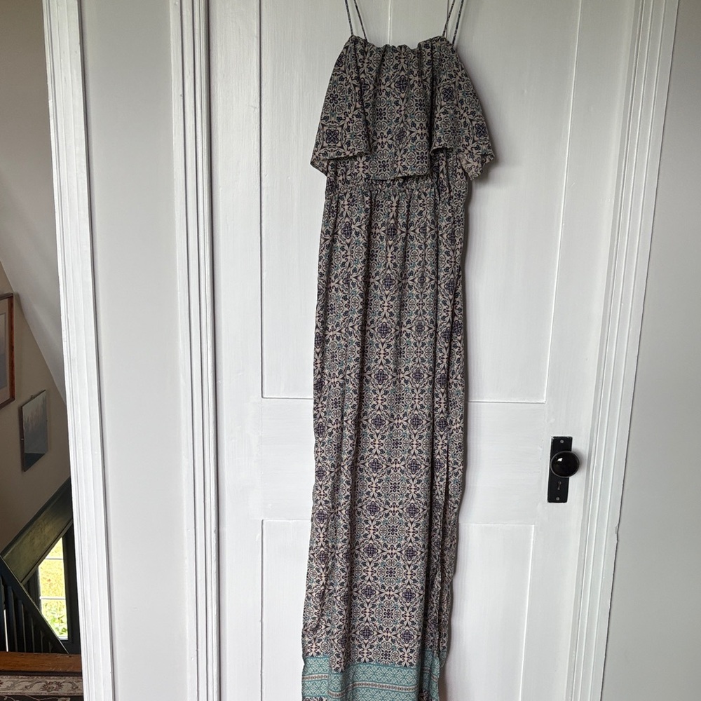 Forever 21 Patterned Maxi Dress - Black and Green